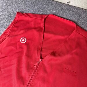 Target Employee Uniform Red Utility Vest Full Zip Multiple Pockets Bullseye Logo